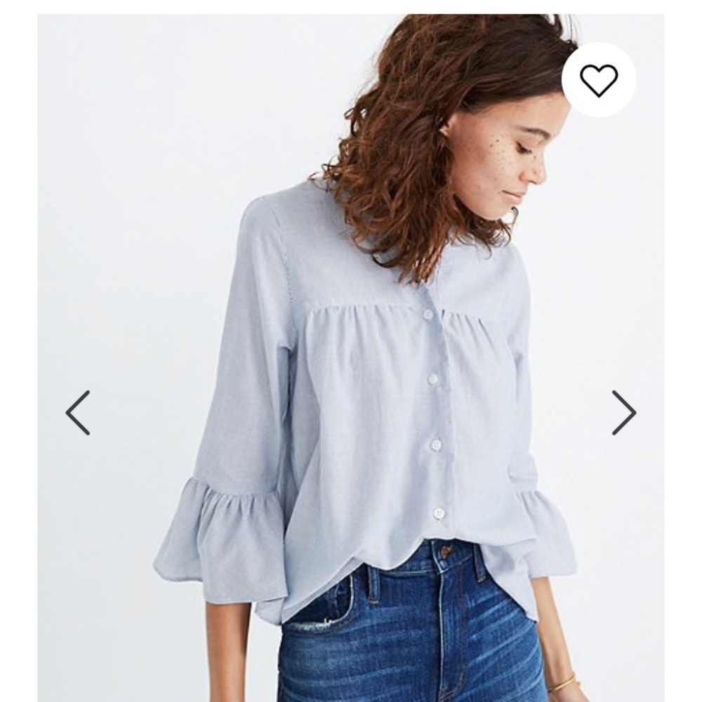 Madewell blue striped veranda bell sleeve blouse